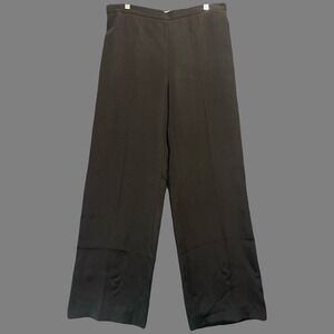 Agnona Wide Leg Silk Trousers Womens Size EU 48 US 12 Black Quiet Luxury Career